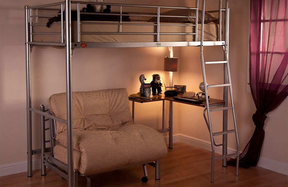 Zama Futon Study Bunk Folkestone, Bunk Bed With Single Futon And Desk