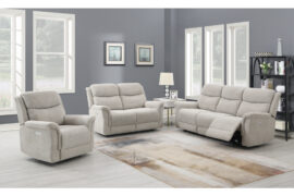 three piece white Faringdon Suite with recliners | Kent Beds and Sofas